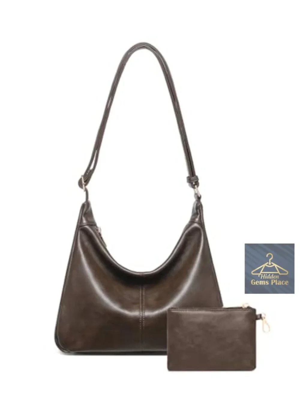 Soft Vegan Leather Hobo Bag with Detachable Mini Purse Crossbody Shoulder Tote